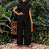 Conjunto Elegante Top Asimétrico y Pantalón Acampanado