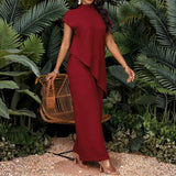 Conjunto Elegante Top Asimétrico y Pantalón Acampanado