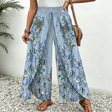 Pantalón fluido estampado con cordón ajustable