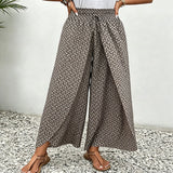 Pantalón fluido estampado con cordón ajustable