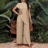 Conjunto Elegante Top Asimétrico y Pantalón Acampanado