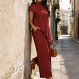 Conjunto Elegante Top Asimétrico y Pantalón Acampanado