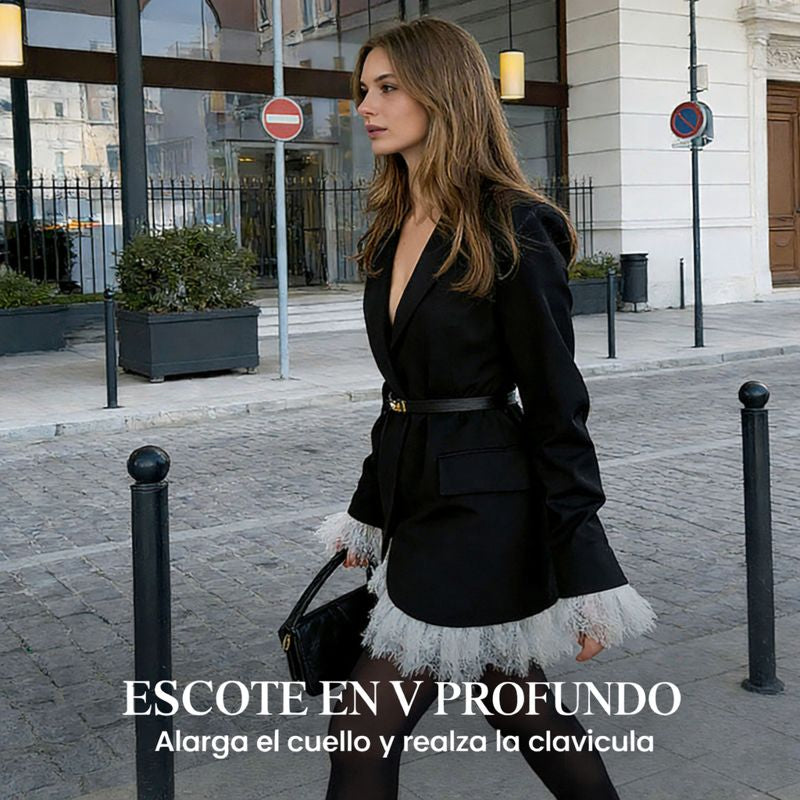 Venela - Vestido blazer con ribete de encaje