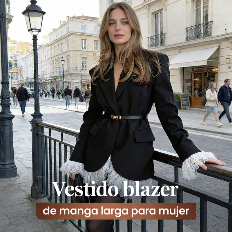 Venela - Vestido blazer con ribete de encaje