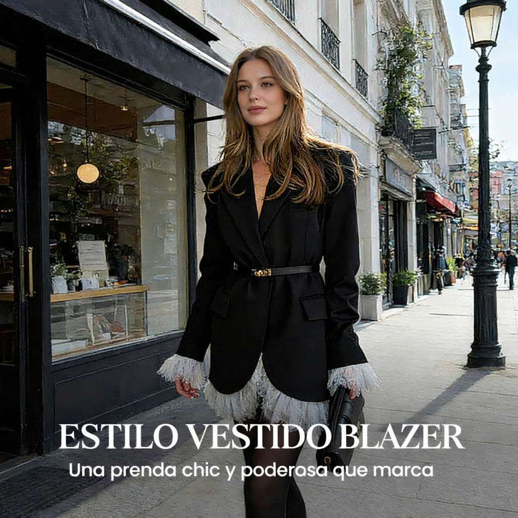 Venela - Vestido blazer con ribete de encaje