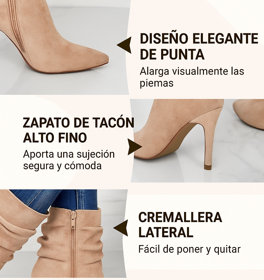 Catalea - Botines de tacón fino con punta