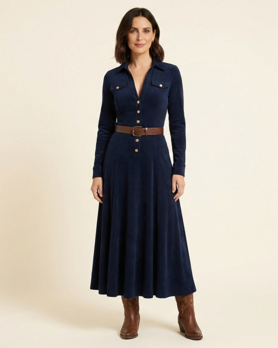 Misea – Vestido largo efecto ante