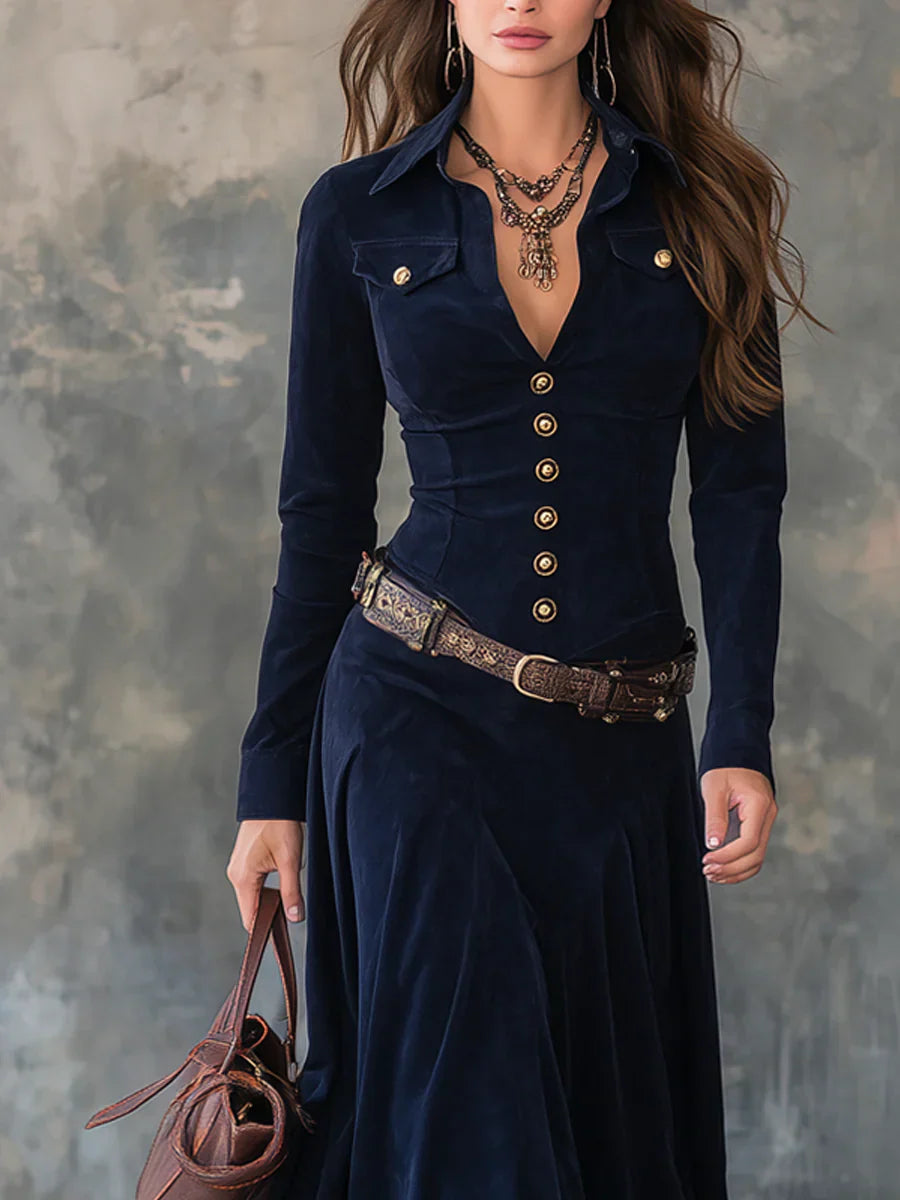 Misea – Vestido largo efecto ante