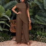 Conjunto Elegante Top Asimétrico y Pantalón Acampanado