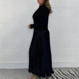 Aclarada - Vestido maxi con jersey y falda plisada