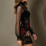 Dalia - Minivestido floral con mangas transparentes