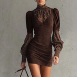 Venela - Minivestido elegante con contrastes de lunares