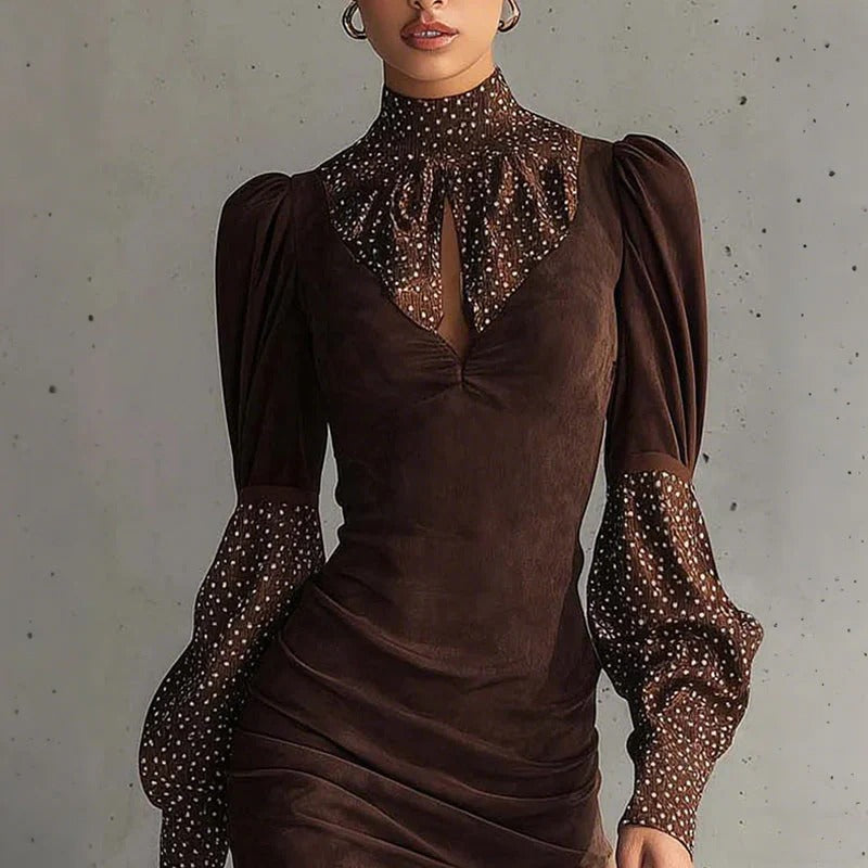 Venela - Minivestido elegante con contrastes de lunares