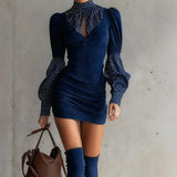 Venela - Minivestido elegante con contrastes de lunares