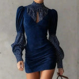 Venela - Minivestido elegante con contrastes de lunares