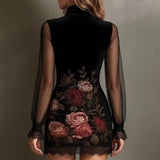 Dalia - Minivestido floral con mangas transparentes