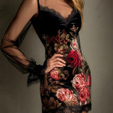 Dalia - Minivestido floral con mangas transparentes